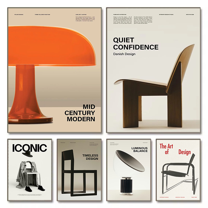 Home Office Or - Póster de Muebles Minimalistas Bauhaus Icónicos