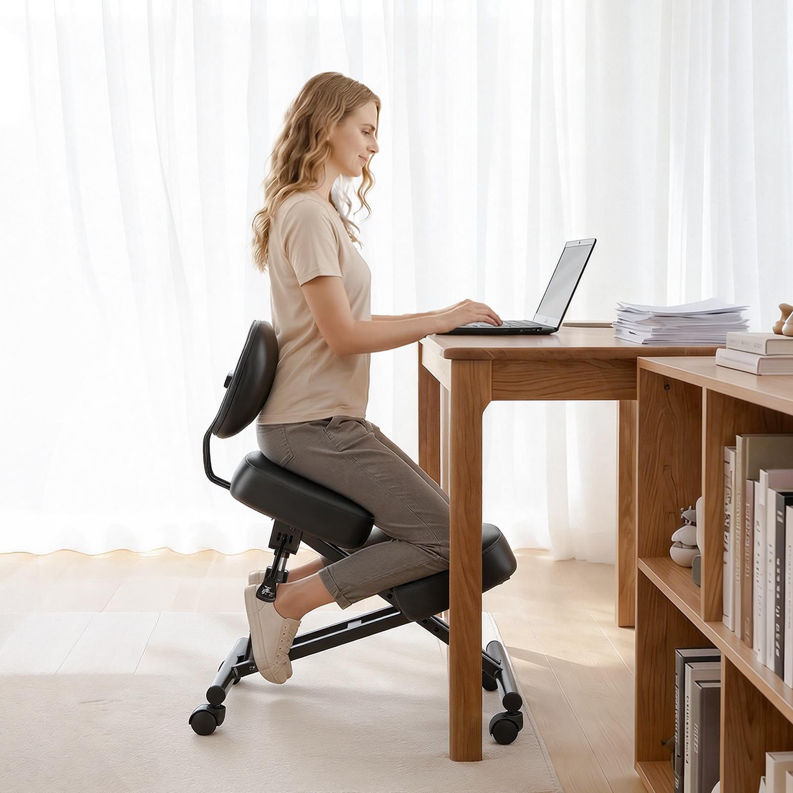 Ergonomic Office Chair - Silla ergonómica con respaldo y ruedas,
