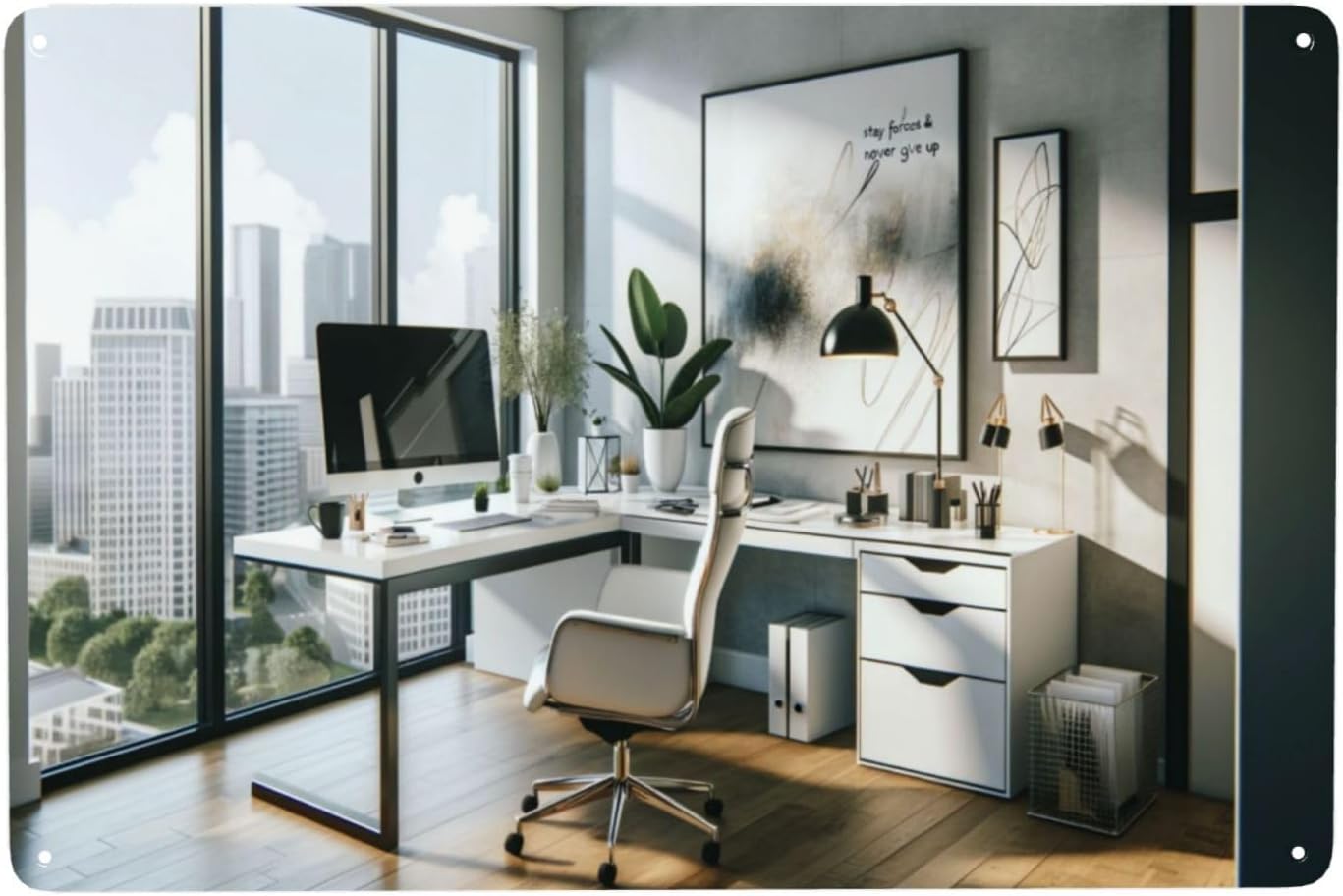 Home Office Room Inspiration - Letreros metálicos minimalistas y modernos para